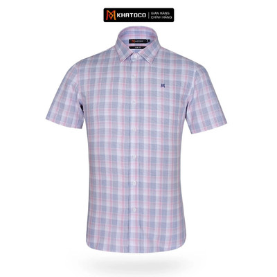 Áo sơ mi nam KHATOCO tay ngắn form Slim Fit caro mã A1MN438S1-CNCR294-2502-N