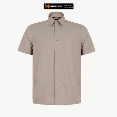 Áo sơ mi nam tay ngắn KHATOCO form Tailor Fit lai ngang mã A1MN468T2-CNIN628-2609-N