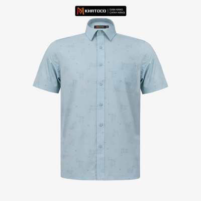 Áo sơ mi nam tay ngắn KHATOCO form Tailor Fit lai ngang mã A1MN518T2-CNIN700-2701-N