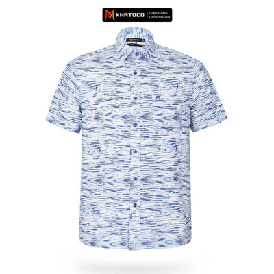 Áo sơ mi nam tay ngắn KHATOCO form Tailor Fit lai ngang họa tiết mã A1MN538T2-CNIN340-2504-N