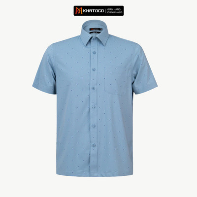 Áo sơ mi nam tay ngắn KHATOCO form Tailor Fit lai ngang mã A1MN498T2-CNIN652-2611-N