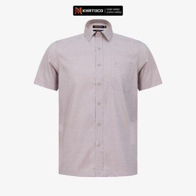 Áo sơ mi nam tay ngắn mã KHATOCO form Tailor Fit lai ngang mã A1MN538T2-CNCR745-2703-N