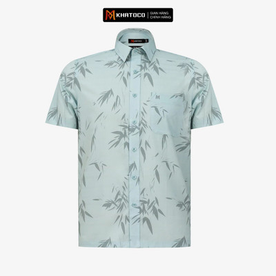 Áo sơ mi nam tay ngắn mã KHATOCO form Tailor Fit lai ngang mã A1MN518T2-CNIN726-2703-N