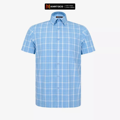 Áo sơ mi nam KHATOCO Tailor Fit ngắn tay A1MN498T2-CNCR846-2711-N