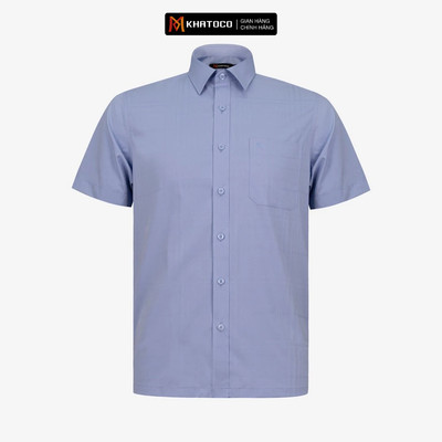 Áo sơ mi nam ngắn tay KHATOCO kẻ caro form Tailor Fit lai ngang mã A1MN498T2-CNCR740-2703-N