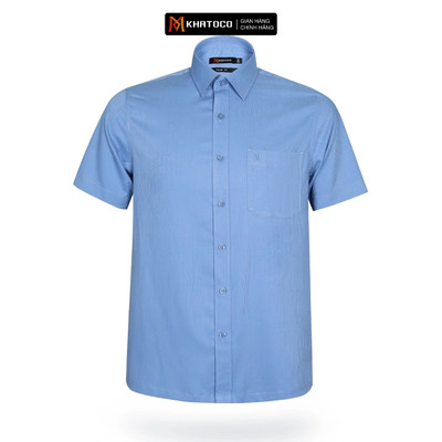 Áo sơ mi nam tay ngắn KHATOCO form Tailor Fit lai ngang họa tiết mã A1MN468T2-CNMK456-2601-N