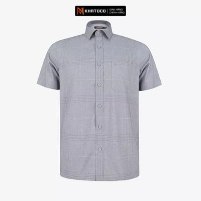 Áo sơ mi nam KHATOCO ngắn tay form Tailor Fit lai ngang mã A1MN538T2-CNCR746-2703-N