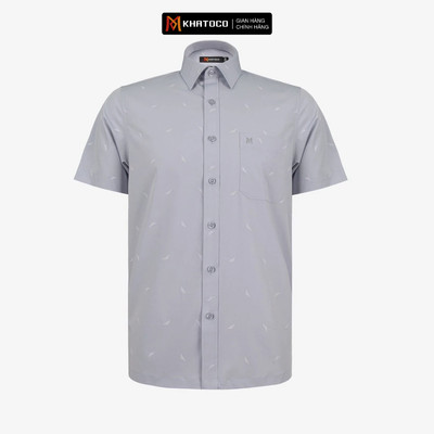 Áo sơ mi nam KHATOCO ngắn tay form Tailor Fit lai ngang mã A1MN498T2-CNIN772-2704-N