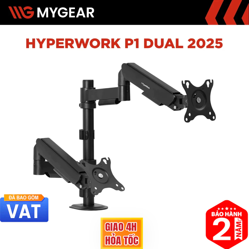 Giá đỡ màn hình đôi HyperWork P1 Dual 2025 17 - 32 inch