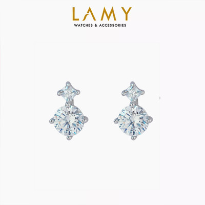 [BST Tiny Happiness] Khuyên tai bạc nữ LAMY Crystal pha lê Earrings Silver 3307