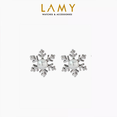 [BST Tiny Happiness] Khuyên tai bạc nữ bông LAMY Pearl Snowflake Earrings Silver 3322