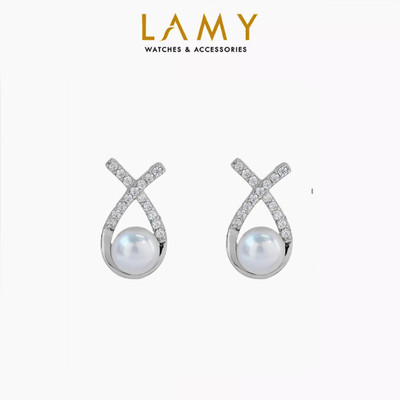 [BST Tiny Happiness] Khuyên tai bạc nữ LAMY Sparkle Pearl Earrings Silver 3314