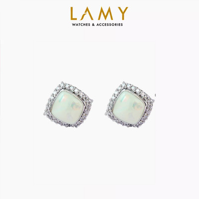 [BST Tiny Happiness] Khuyên tai bạc nữ LAMY Glimmer Square Earrings Silver 3320