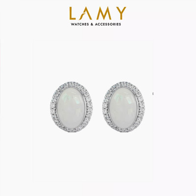 [BST Tiny Happiness] Khuyên tai bạc nữ LAMY Moonlight Oval  Earrings Silver 3321