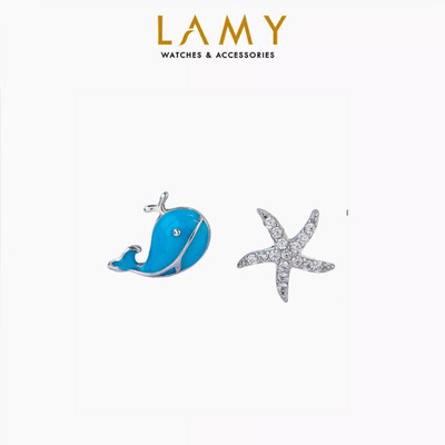[BST Tiny Happiness] Khuyên tai bạc nữ LAMY Whale & Star Delight Earrings Silver 3326