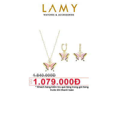 Bộ quà tặng trang sức LAMY Dây chuyền khuyên tai LAMY Idyllia Butterfly Multicolored 6181 & 3127