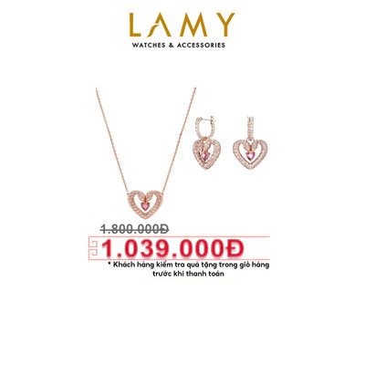 Bộ quà tặng trang sức LAMY Dây chuyền khuyên tai LAMY Una Heart Pink 6191RG & 3134