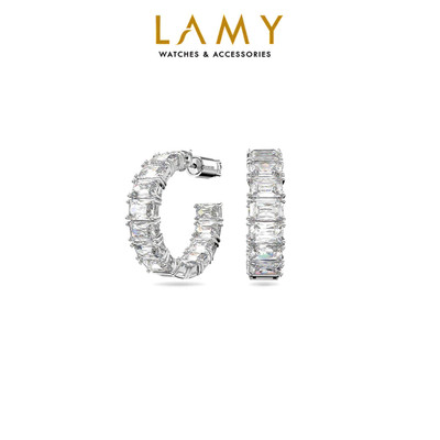 Khuyên tai nữ LAMY Millenia Hoop Octagon Cut Silver Earrings 3061