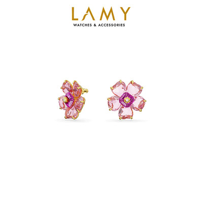 Khuyên tai nữ LAMY Purple Florere Crystal Stud Gold Earrings 3076