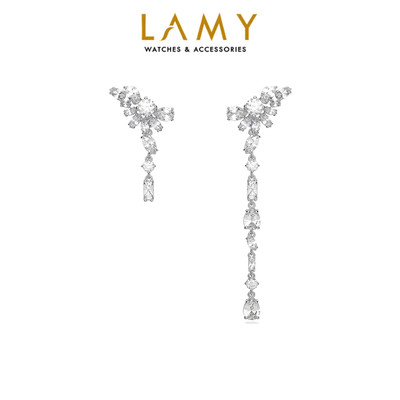 Khuyên tai nữ LAMY Long White Gema Flower Silver Earrings 3079