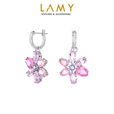 Khuyên tai nữ LAMY Gema Mixed Cuts Flower Pink Drop Earrings Silver 3125