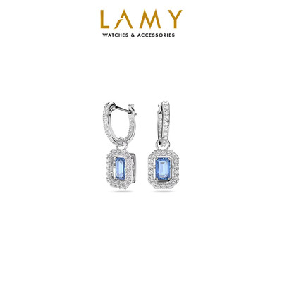 Khuyên tai nữ LAMY Blue Millenia Drop Octagon Cut Silver Earrings 3075