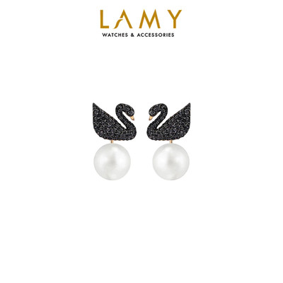Khuyên tai nữ LAMY Black Iconic Swan Rose Gold Earrings 3081