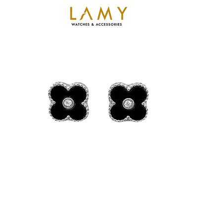 Khuyên tai bạc nữ LAMY Tiny Four Leaf Earrings Silver 3201 - Khuyên tai bạc ta