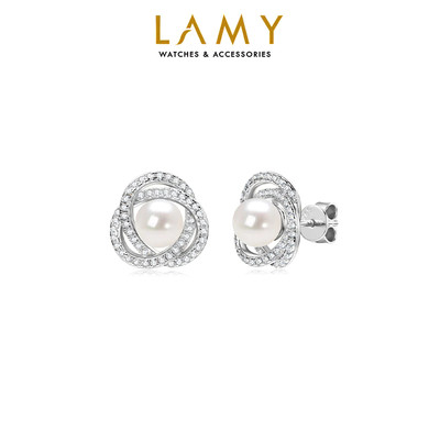 Khuyên tai bạc nữ LAMY Pearl Brooch Silver Earrings 3253 - Khuyên tai bạc ta