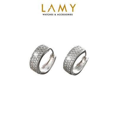 Khuyên tai bạc nữ LAMY Three-row Diamond Earings 3167 - Khuyên tai bạc ta