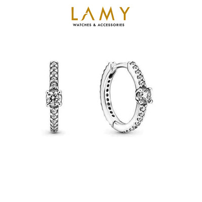 Khuyên tai nữ LAMY Sparkling Hoop Earrings Silver 3055 - Khuyên tai cao cấp
