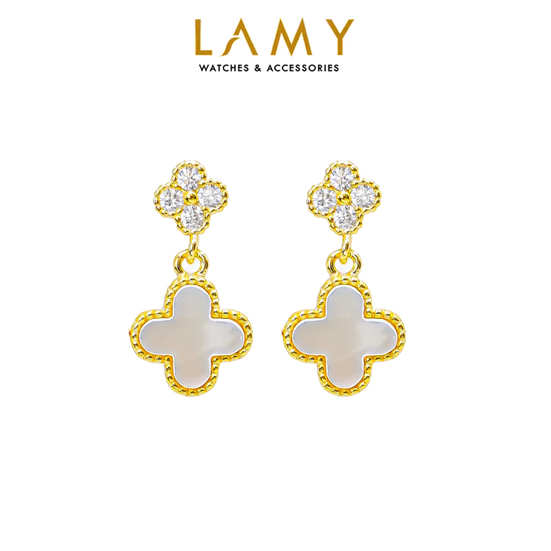 Khuyên tai nữ LAMY Lucky Four Leaf Earrings Gold 3297