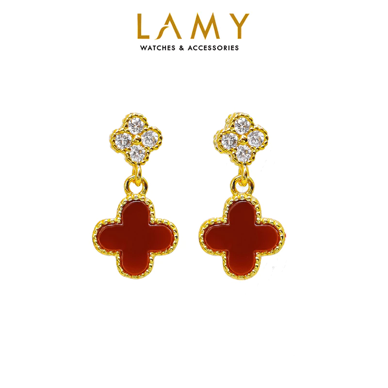 Khuyên tai nữ LAMY Lucky Four Leaf Earrings Gold 3297