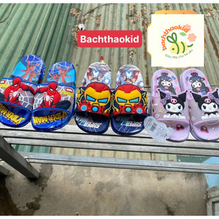 Dép lê cho bé trai bé gái, dép quai ngang trẻ em họa tiết kuromi và siêu nhân người sắt PVC chống trơn trượt tốt 26-35