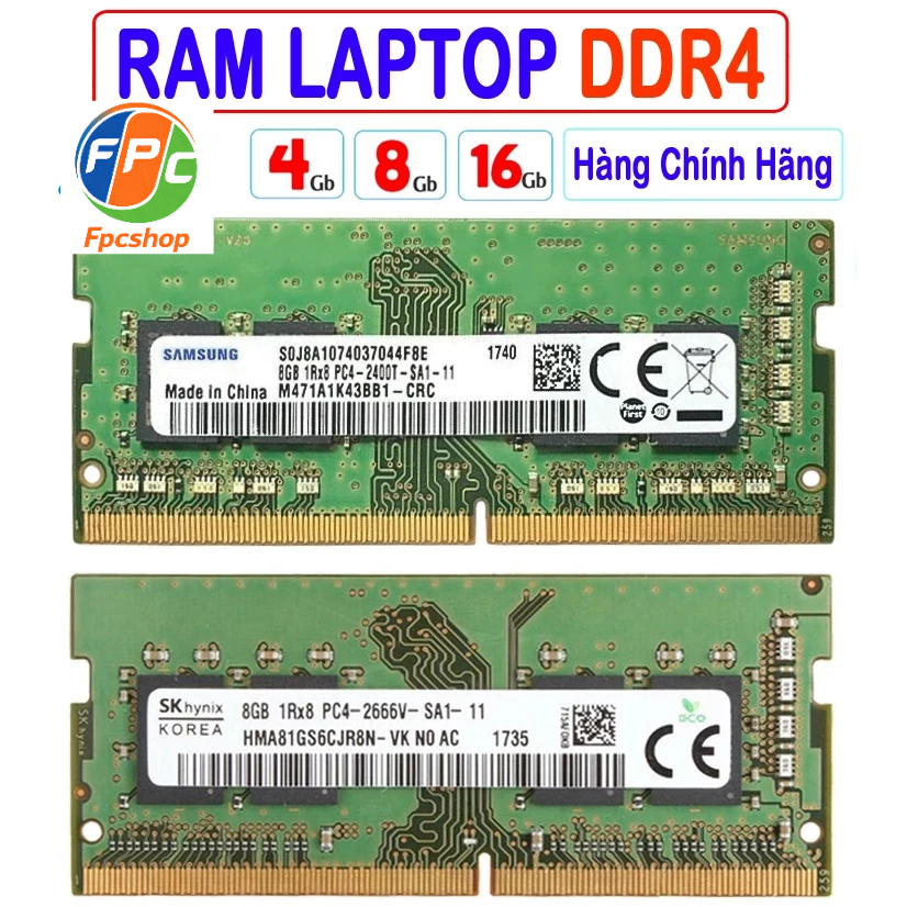 RAM Laptop DDR4 16Gb 8Gb 4Gb Samsung SKhynix Kingston Mincron Bus 3200/2666/2400/2133MHz