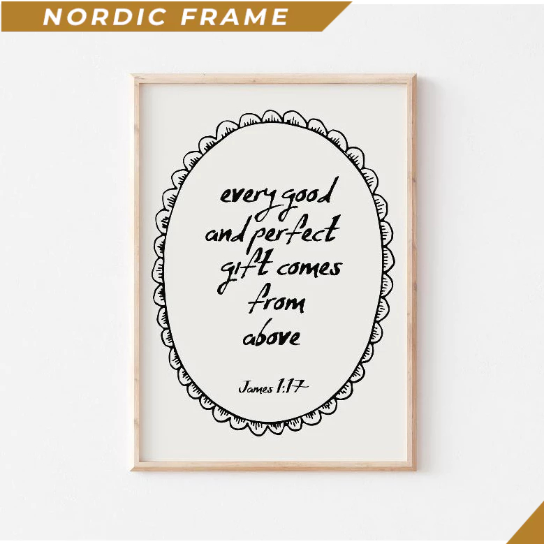 Tranh treo tường, Every Good and Perfect Gift, Bible Verse Printable Art, Coquette Christian Housewa