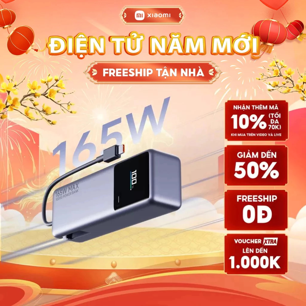 Sạc Dự Phòng Xiaomi Power bank 165W 10000mAh | Sạc Nhanh Lên Đến 120W | Công Suất Lớn | Bảo Hành 12 