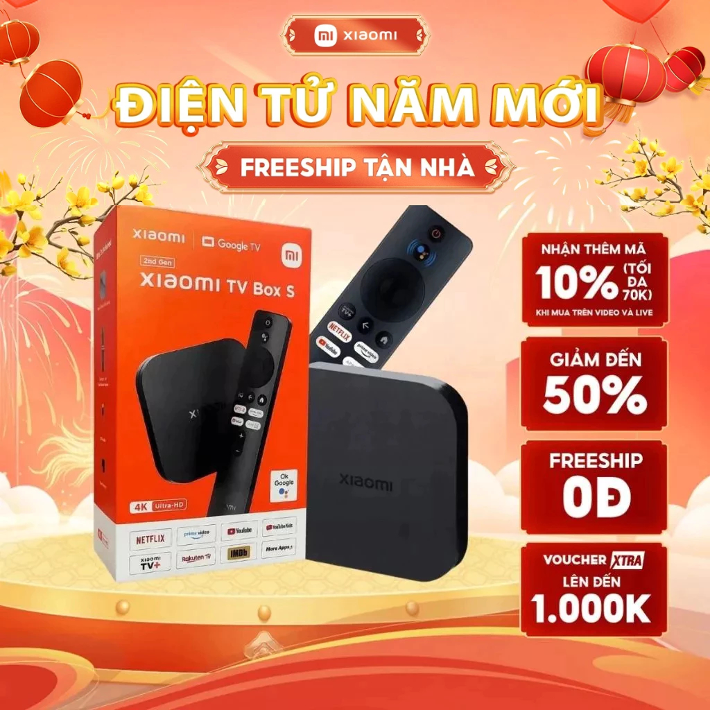 Đầu thu Tivi (TV Box) Xiaomi MI Box S Gen2 | Ultra HD 4K  | Google TV | Bluetooth 5.2 - Bảo Hàng 12 
