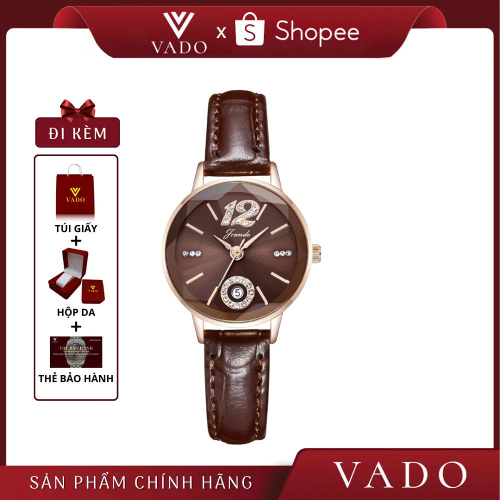 Đồng Hồ Nữ JRANDE Mặt Tròn Cắt Lát, Dây Da Bền Đẹp, Sang Trọng, Hỗ Trợ Kháng Nước - DH7525 JRANDE