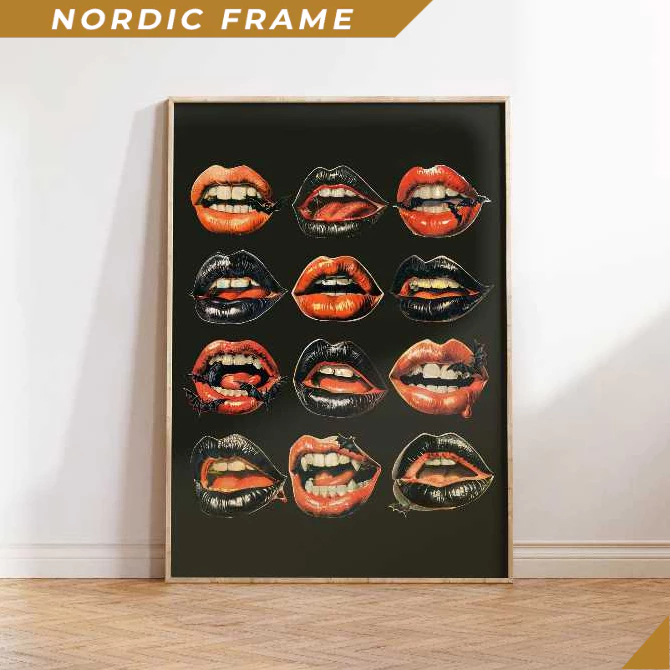 Tranh treo tường, Halloween Lips Print, Preppy Halloween Decor, Halloween Printable Art, Trendy Hall