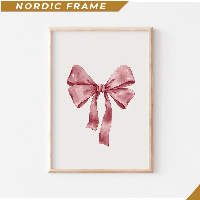 Tranh treo tường, Red Bow Nursery Print, Coquette Room Decor, Preppy Girly Poster, Balletcore Wall A