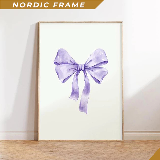 Tranh treo tường, Purple Bow Nursery Print, Coquette Room Decor, Preppy Girly Poster, Balletcore Wal