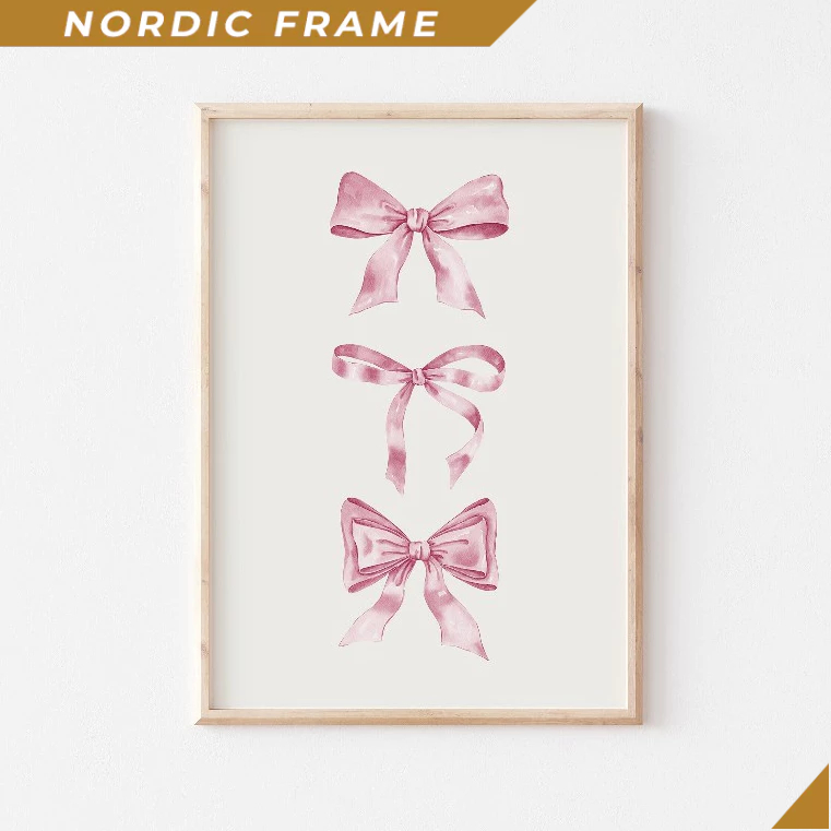Tranh treo tường, Pink Bow Print, Coquette Room Decor, Pink Preppy Decor, Balletcore Wall Art, Water