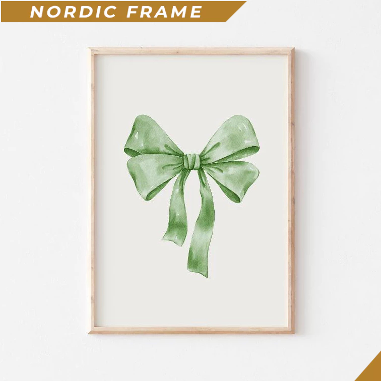 Tranh treo tường, Green Bow Print, Coquette Room Decor, Preppy Wall Decor, Soft Girl Aesthetic, Ball