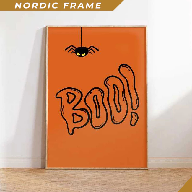 Tranh treo tường, Boo Halloween Prints, Modern Halloween Printables, Orange Halloween Art, Quirky Ha