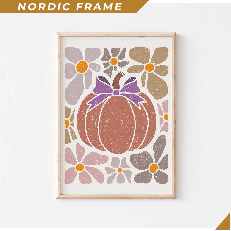 Tranh treo tường, Boho Pumpkin Print, Autumn Printables Wall Art, Neutral Fall Art Print, Boho Hallo