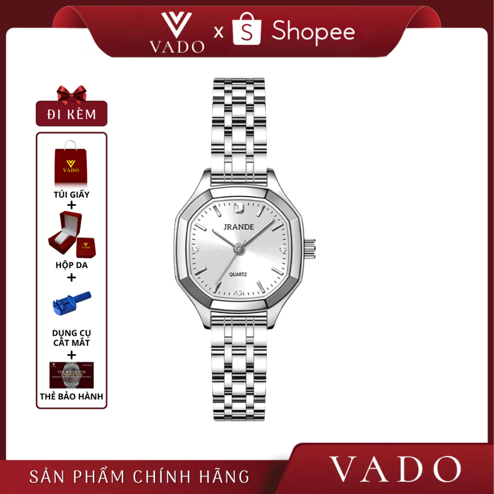 Đồng Hồ Nữ VADO Sang Chảnh Đính Đá Mặt Tròn, Dây Kim Loại Bền Không Rỉ , Hỗ Trợ Kháng Nước - DHJ9763