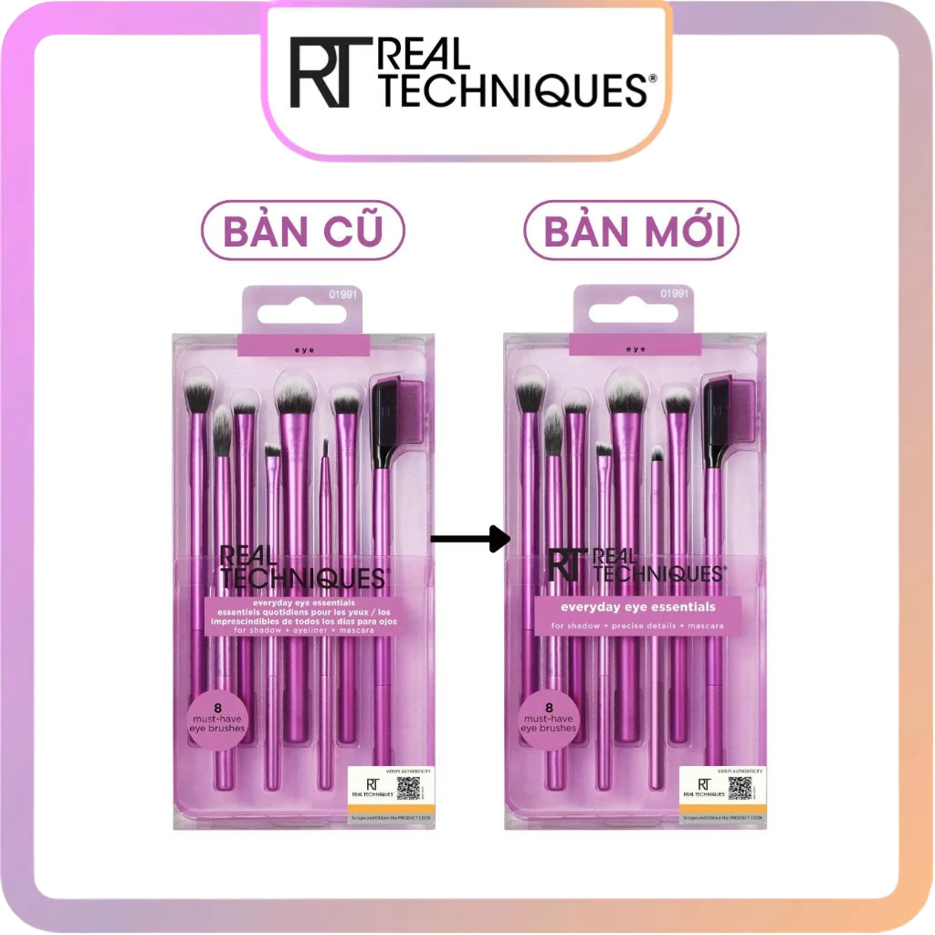 Bộ cọ trang điểm REAL TECHNIQUES Everyday Eye Essentials 01991 8 cây mắt