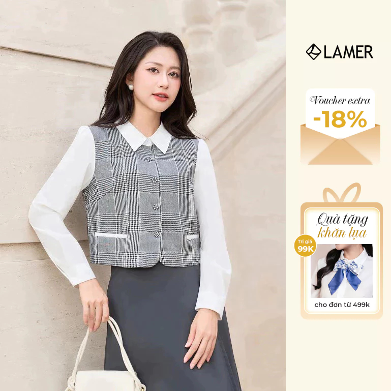 Áo Sơ Mi Nữ Phối Cổ Đức Dài Tay LAMER O61H25Q010