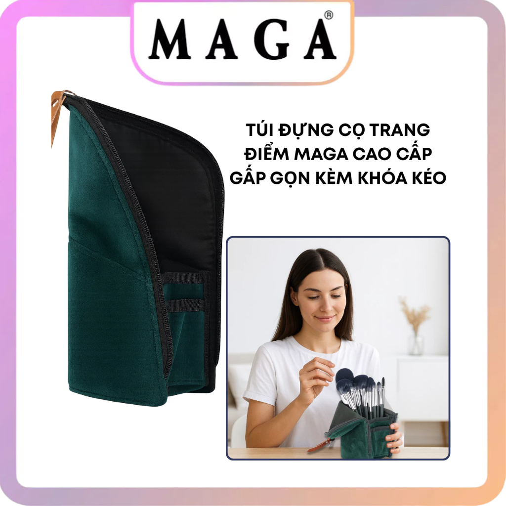Hộp Đựng Cọ Trang Điểm Ducare Chấm Bi Hồng